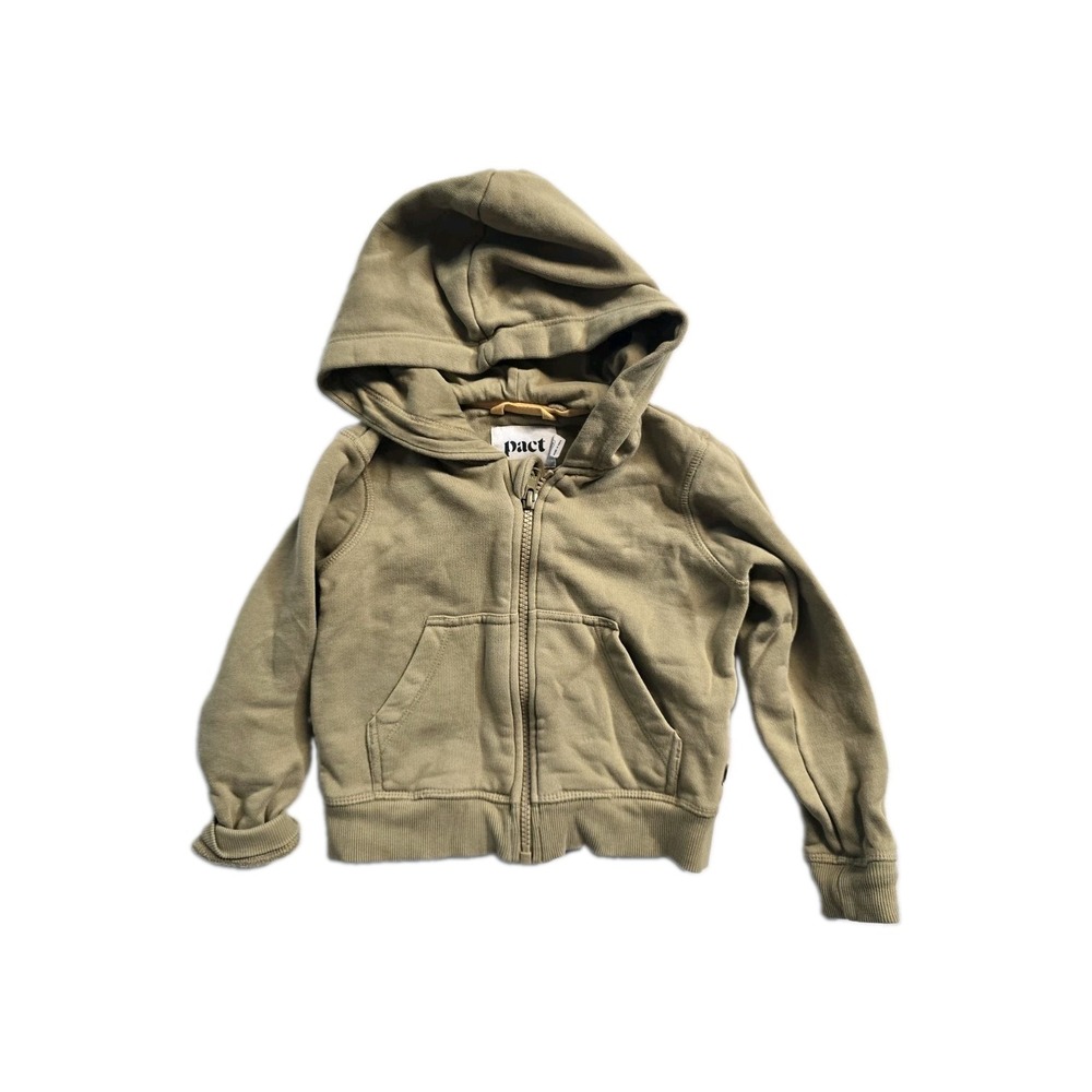 Pact 100% Organic Cotton Hoodie 12-18 Months Olive Green